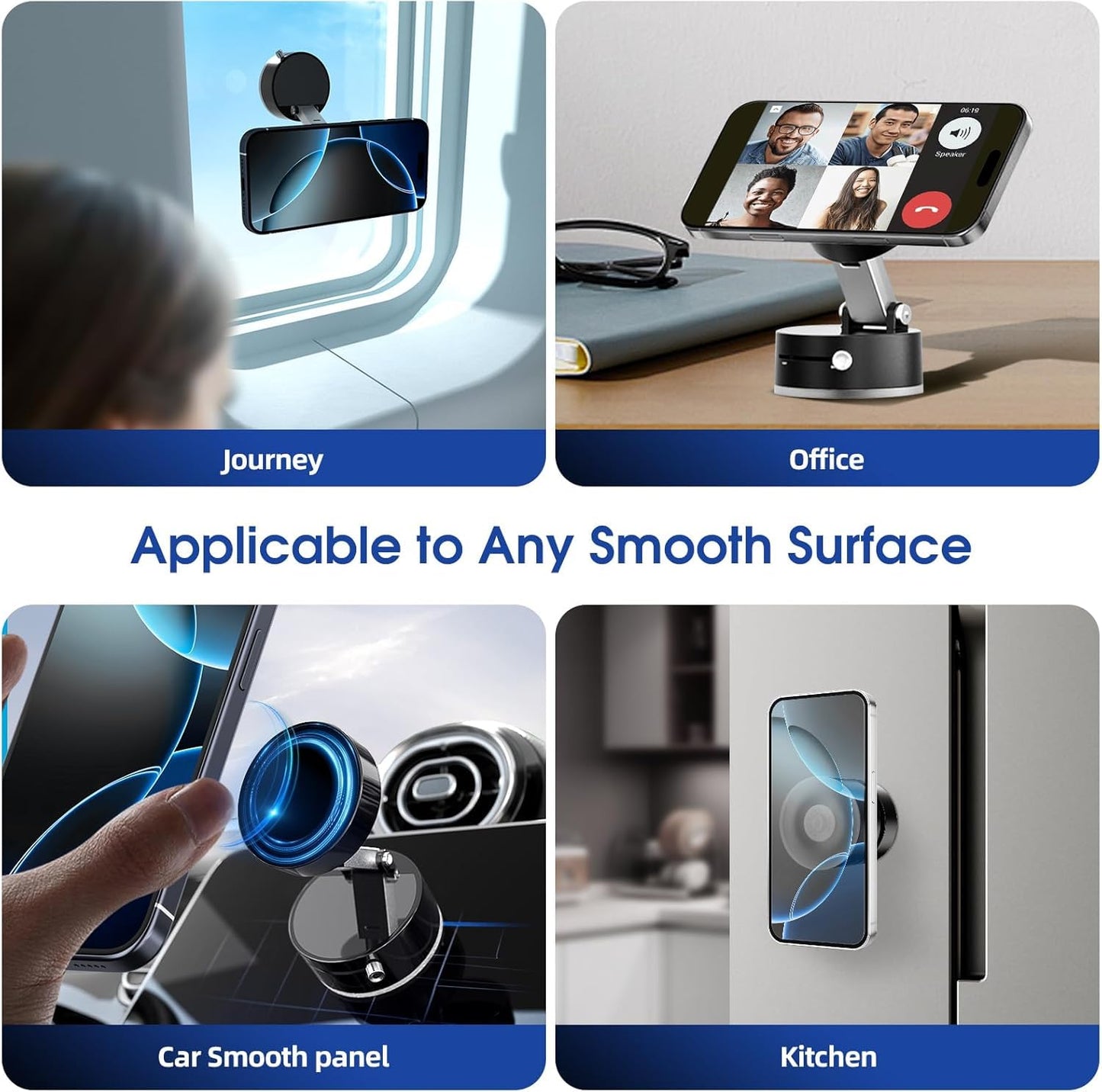 AMBLIC Magnetic Mobile Holder for Car, Phone Holder for Winshield and Dashboard with Secure Grip Car Phone Mount & Adjustable Foldable Strong Magnet Mount for All Smartphones