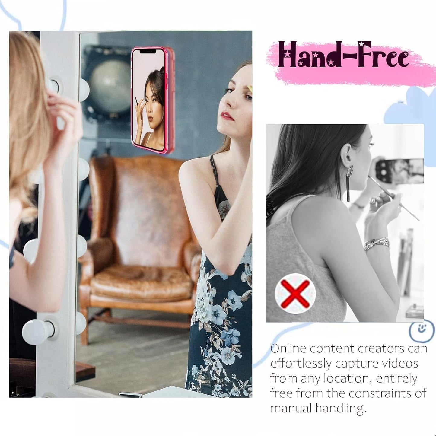 EDNITA Suction Phone Case, Phone Suction Sticker, Silicone Suction Phone Case for Hands-Free Mobile Accessory Holder Grip, Video Phone Accessory Compatible Mirror, Shower (Black-Dark Grey-Pack of 2)