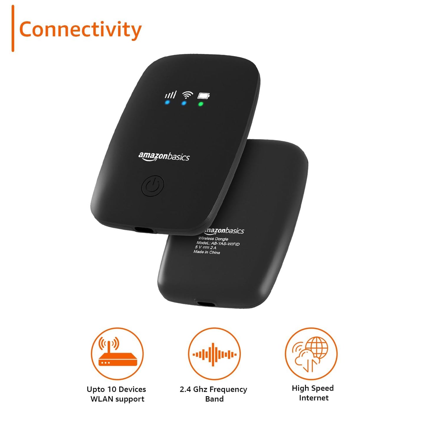 4G LTE Wireless Dongle with All Sim Network Support|Single_Band Plug & Play Data Card Stick with Up to 150Mbps WiFi Hotspot|2200Mah Rechargeable Battery| Sim Adapter Included (Black)