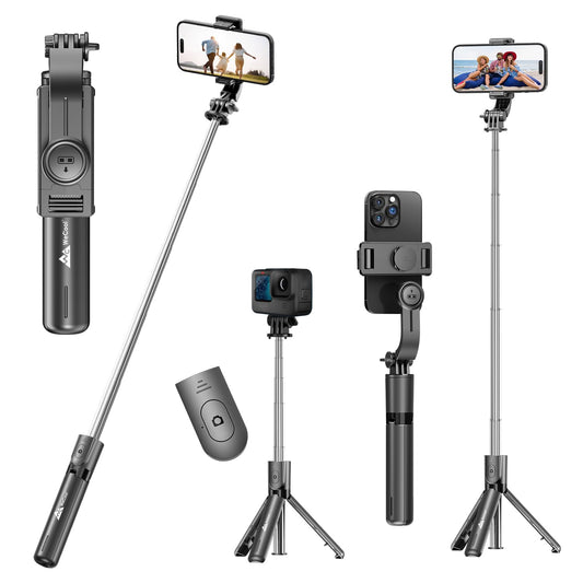 WeCool Bluetooth Extendable Selfie Sticks with Wireless Remote and Tripod Stand, 3-in-1 Multifunctional Selfie Stick with Tripod Stand
