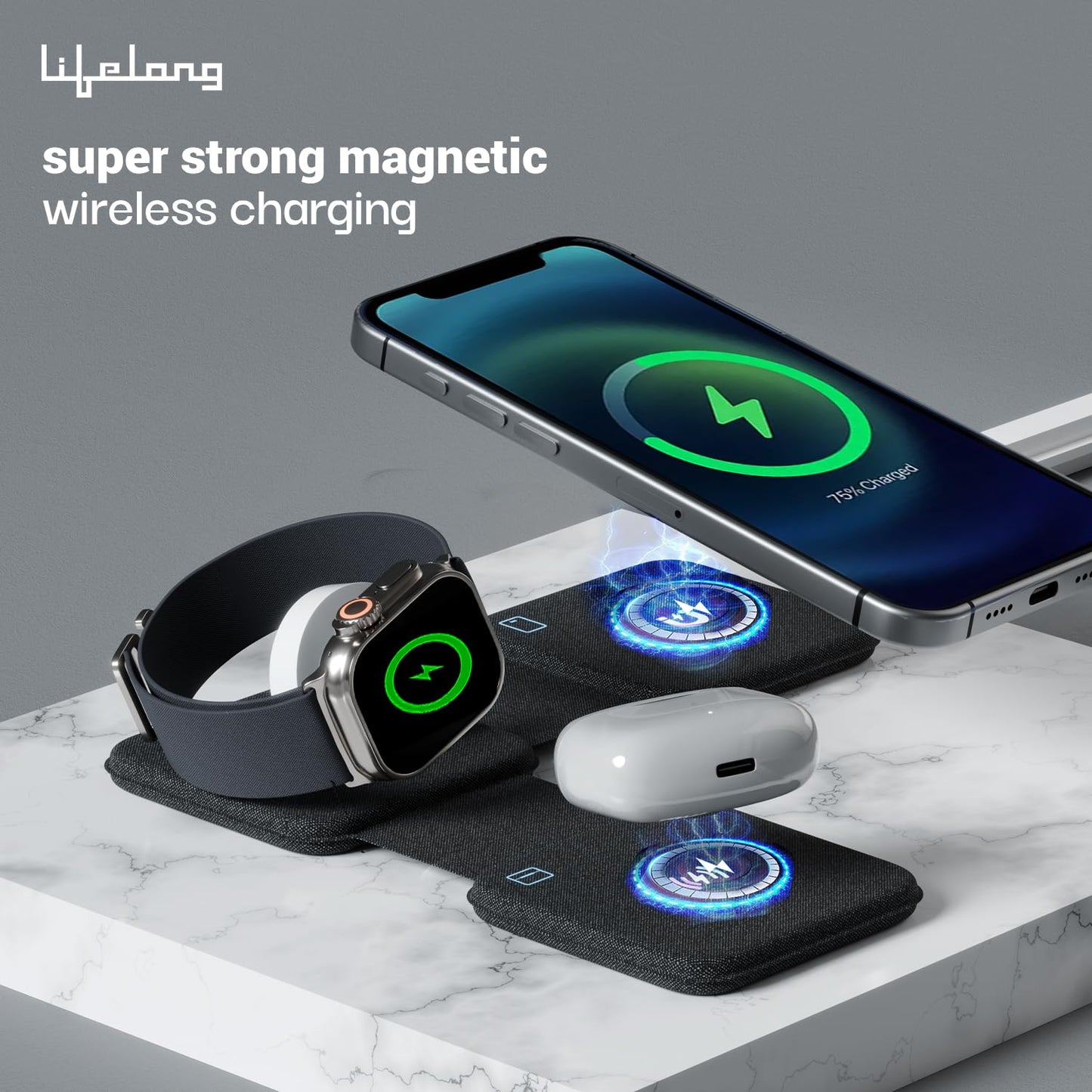 Lifelong PowerDot Wireless Charger 23W 3 in 1 Foldable Magsafe