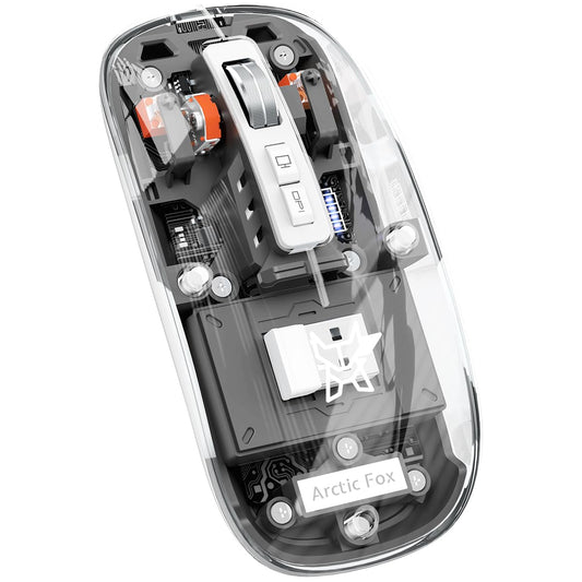 Arctic Fox Pureview Transparent Wireless and Bluetooth Rechargeable Mouse, USB Receiver,LED Battery Magic Silm for Office
