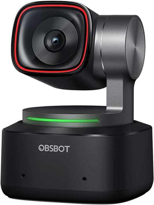 OBSBOT Tiny 2 4K Webcam with 1/1.5" Sensor, PTZ AI Tracking Multi- Mode, Auto Focus, Gesture Control, 60 FPS, Voice Control, HDR Light Correction, Webcam for PC, Streaming, Meeting