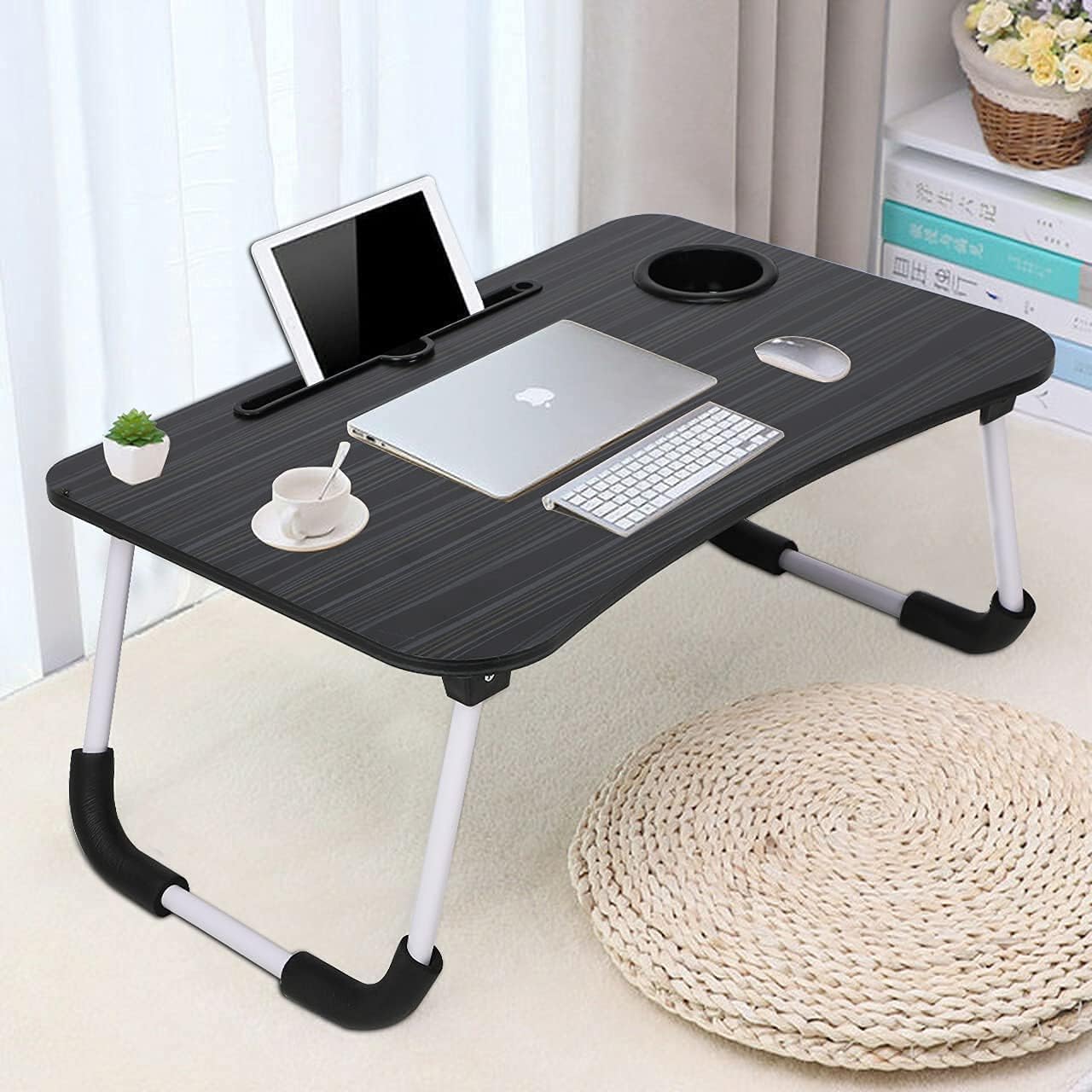 Foldable Wooden Mini Laptop Table for Bed, Smart Study Table with Drawer Kids & Adults