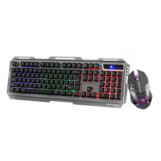 Zebronics Transformer Gaming Keyboard and Mouse Combo,Braided Cable,Durable Al body,Multimedia keys and Gaming Mouse with 6 Buttons, Multi-Color LED Lights