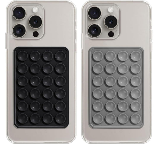 EDNITA Suction Phone Case, Phone Suction Sticker, Silicone Suction Phone Case for Hands-Free Mobile Accessory Holder Grip, Video Phone Accessory Compatible Mirror, Shower (Black-Dark Grey-Pack of 2)