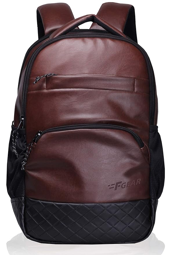 F Gear Luxur 25L Medium Laptop backpack Fits upto 17" Laptop Faux Leather Water resistant lightweight, Gifts for Men Women Boys Girls Adults, College/School/Office/Travel Bag