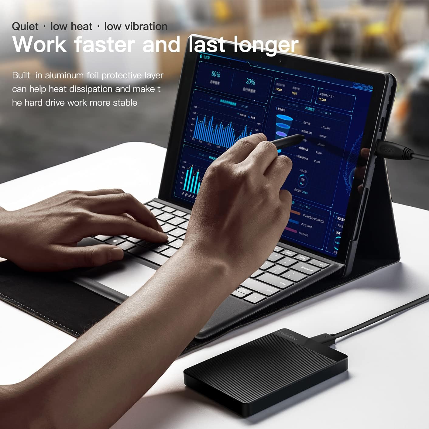 UnionSine 1TB Ultra Slim Portable External Hard Disk Drive HDD-USB 3.0 for PC, Mac, Laptop