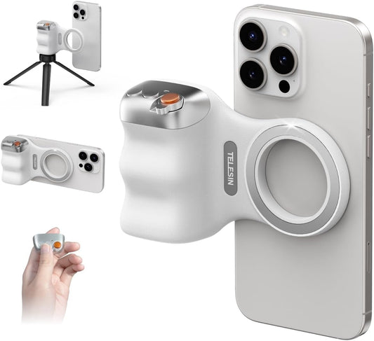TELESIN Fun Shot Magnetic Phone Camera DSLR Style Shutter Grip for iPhone & Android with Detachable Wireless Shutter Button